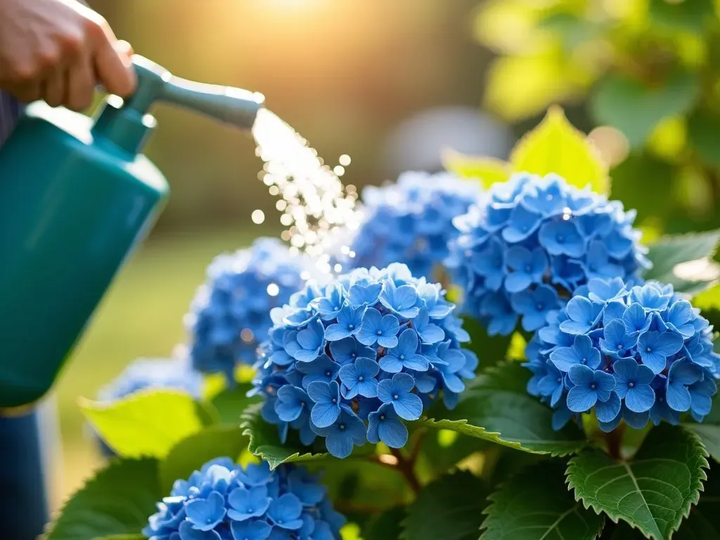 Blue Hydrangea Bush Watering