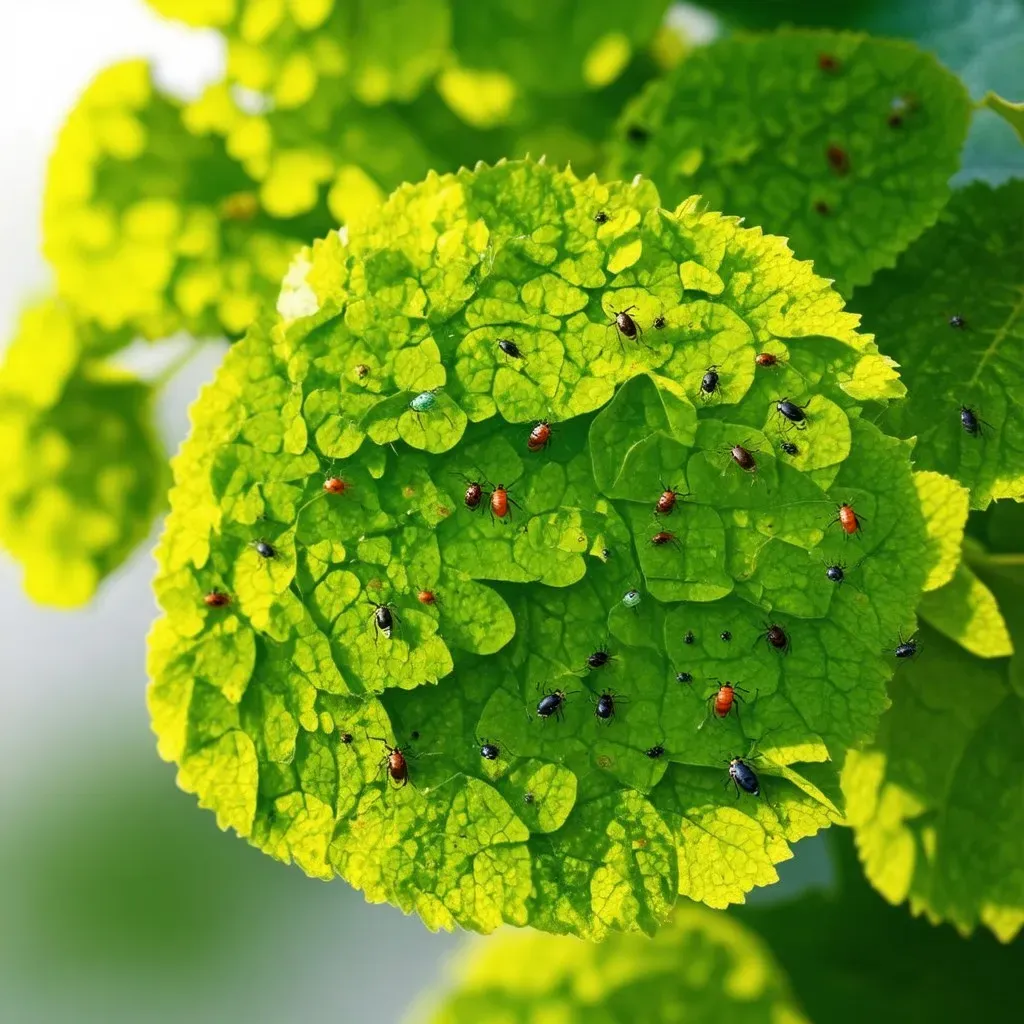 Bugs on Hydrangea Leaves