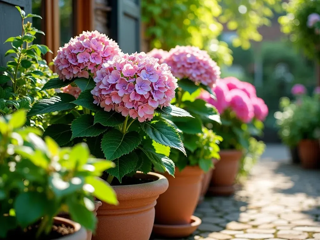 Container gardening with hydrangea