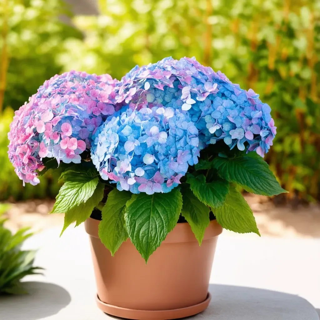 Potted Hydrangea in Sunlight