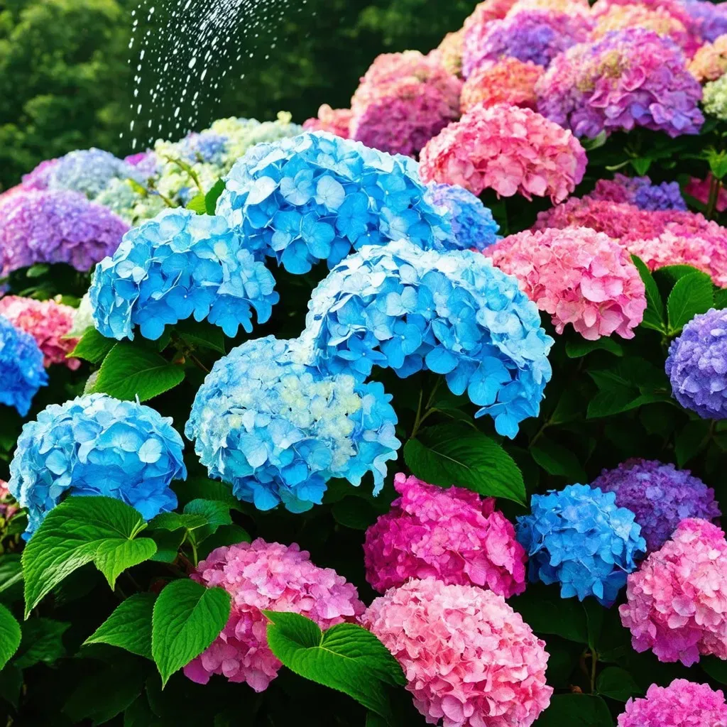 Spritzing Hydrangeas