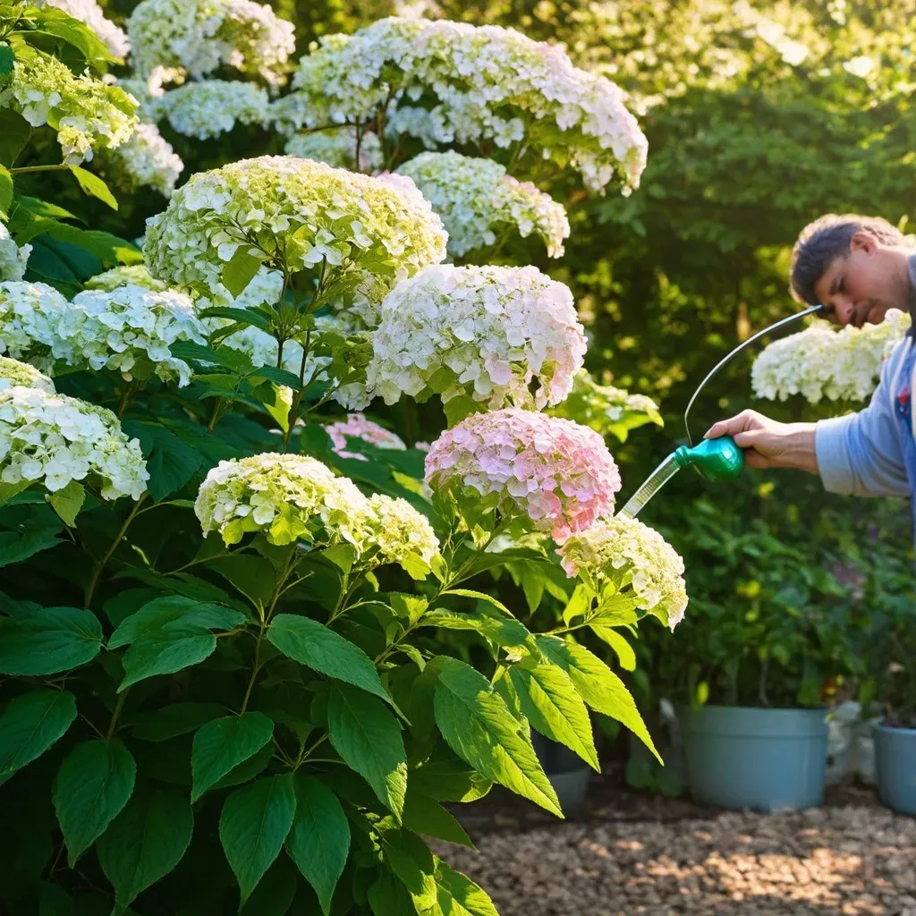 Watering panicle hydrangea