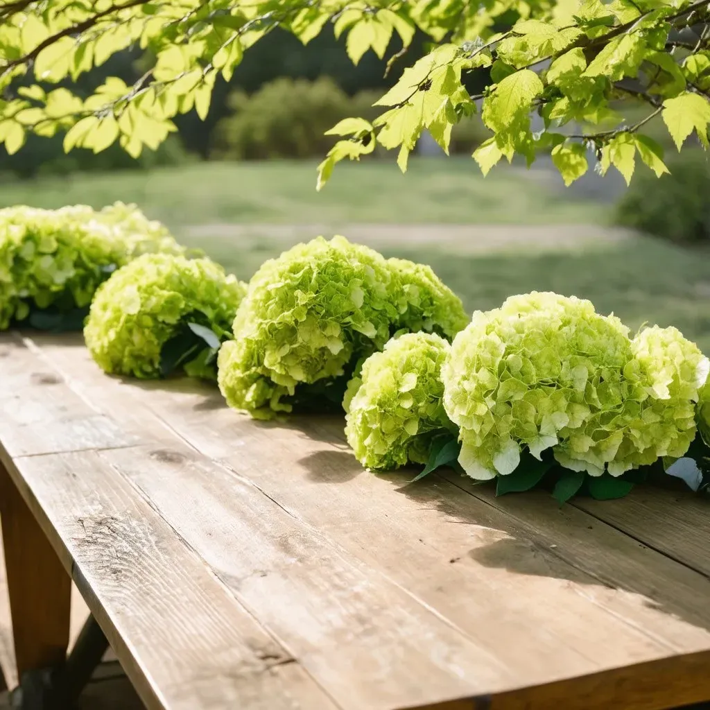 green hydrangea variety table